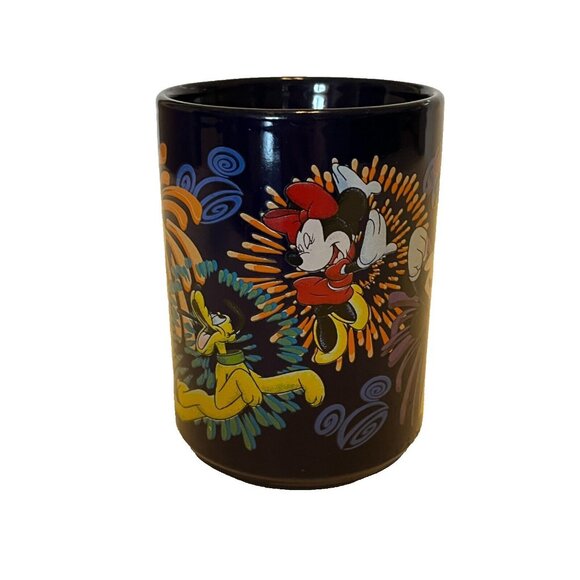 Disney World Mug 2004 Navy Blue Mickey Ware China Vintage Goofy Pluto Fireworks - Picture 3 of 5